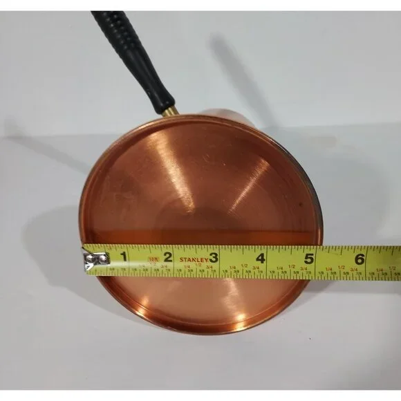 Copper Pot Chocolate Coffee Tea Kettle 8” Brass Wood Side Handle Vintage - Picture 4 of 13